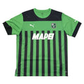 Green and black striped sports jersey with 'MAPEI' branding on a white surface.